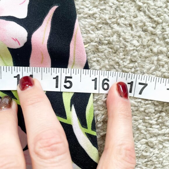 Vintage Y2K Tropical Floral Halter Midi Dress Handkerchief Hem, Sz Medium - Picture 8 of 10